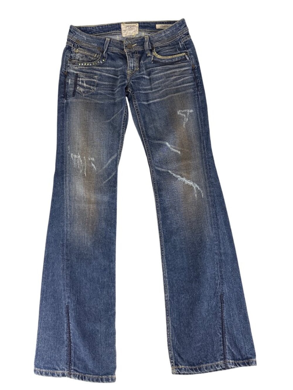 VTG Y2K Taverniti So Jeans Courtney Bootcut Flares Distressed Studded Denim 29